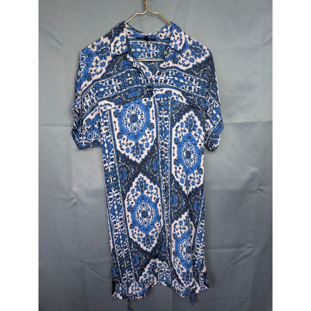 Pretty and Flowy Bandana Print Shirtdress by Olivaceous Size S